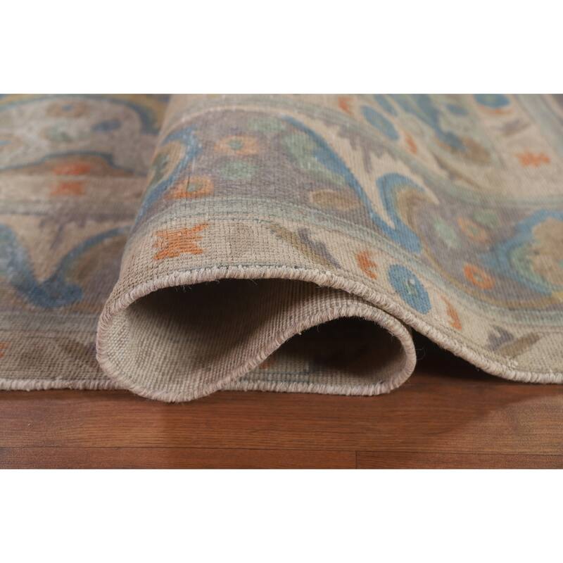 Hand Knotted Oriental 100% Wool Carpet Traditional Medallion Yellow & Gold Tabriz Area Rug - 12' 11'' X 9' 6''