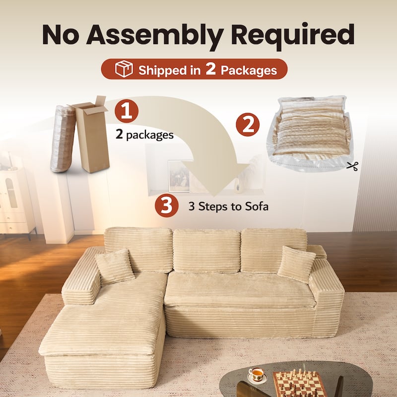 OVIOS No-Assembly L-Shaped Chaise Sofa