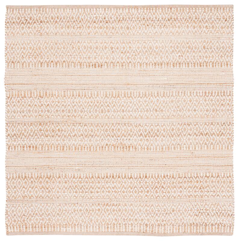 SAFAVIEH Handmade Natural Fiber Presley Geometric Jute Rug - 6' Square - Natural/Ivory