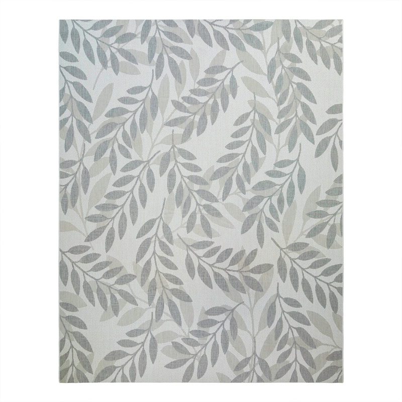 Gertmenian Paseo Faiza Light Grey Casual Leaf Flatweave Indoor/ Outdoor Area Rug