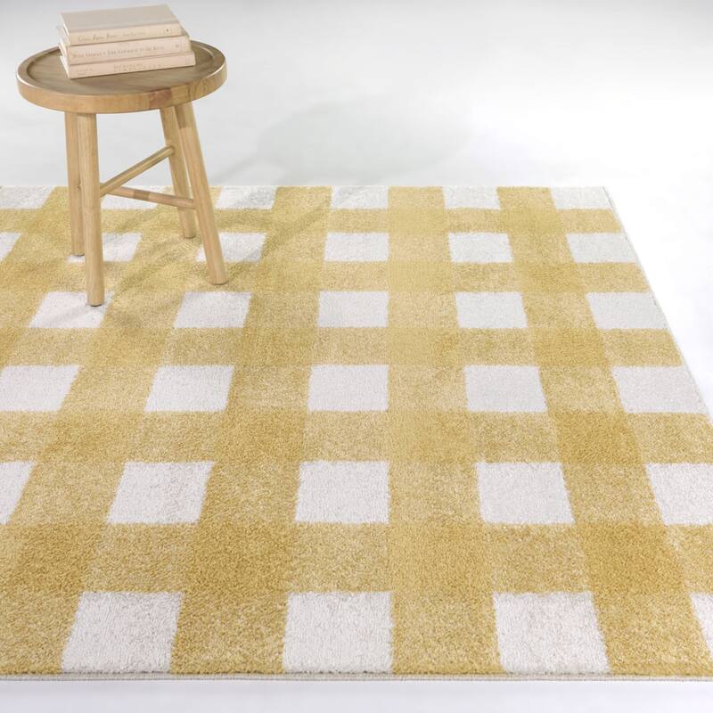 Chester Gingham Area Rug - 7'10" x 10' - Yellow - Rectangle