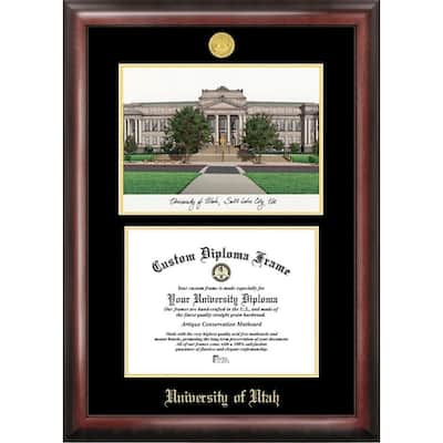 University of Utah 11w x 8.5h Gold Embossed Diploma Frame with Campus Images Lithograph