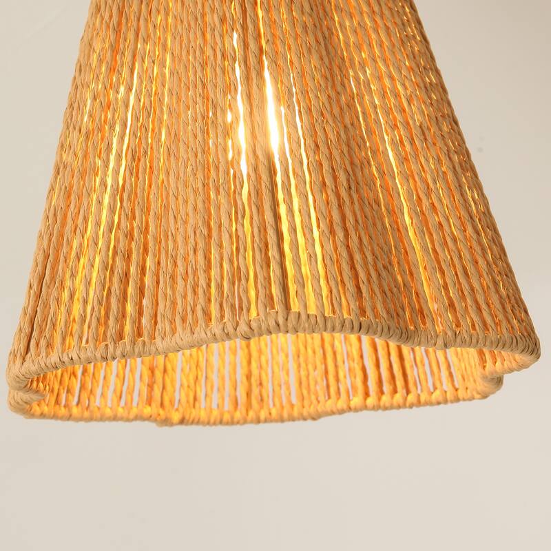 1-Light Brown Paper Rope Boho Semi-Flush Mount Ceiling Light