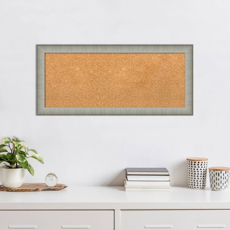 Elegant Brushed Narrow Framed Natural Corkboard Bulletin Board