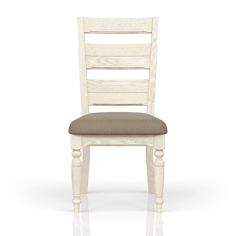 Ladder Back Side Chair - Whitewash Finish (Set of 2) - White