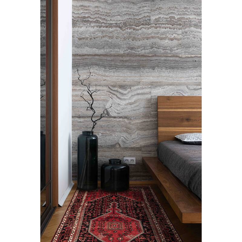 ECARPETGALLERY Hand-knotted Anadol Vintage Black, Red Wool Rug - 5'0 x 10'10