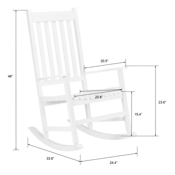 Square Wooden Rocking Chair - White - 24.41 x 33.86 x 46.06 - Bed Bath ...