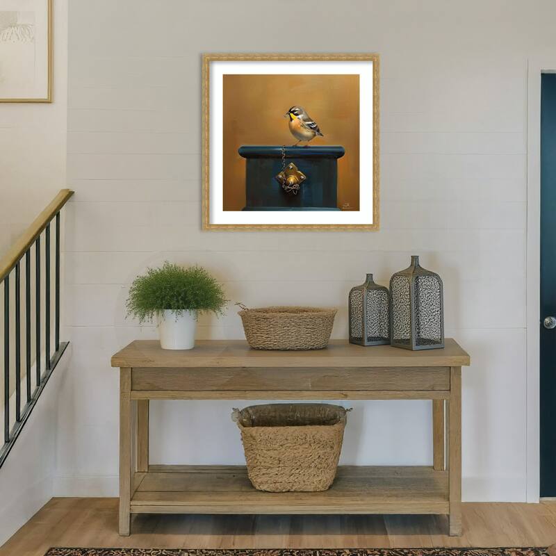 Birdy by Tradelink inhouse artist Wood Framed Wall Art Print - Mila Dark Gold