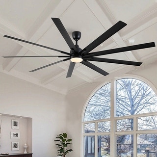 84 In. Indoor Modern Industrial Aluminum Blade Large Ceiling Fan With LED Light and Remote Control - 84 in.