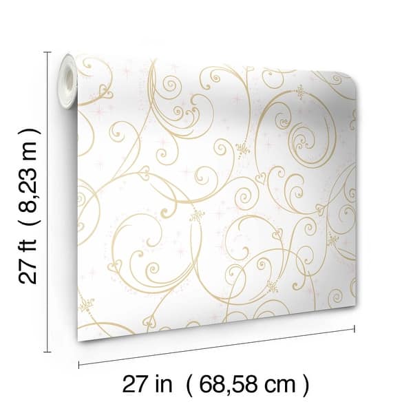 Disney Princess Perfect Scroll Gold Glitter Wallpaper