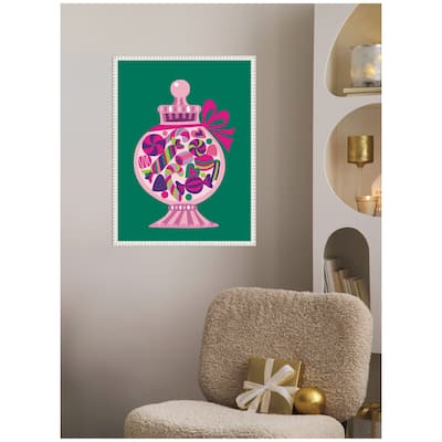 Kate and Laurel Sylvie Beaded Christmas Candy Framed Canvas by Rachel Lee