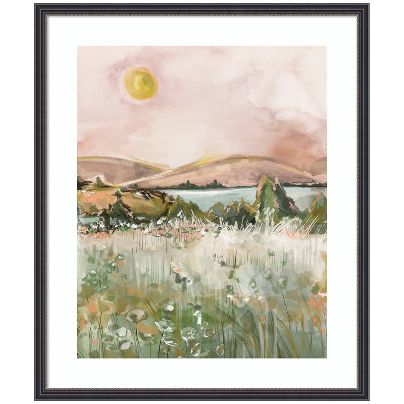 Kate and Laurel Framed Art Neutral Landscape 02 by Annie Quigley - 21x25 - Black