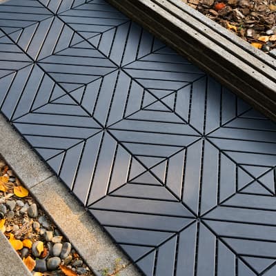 12 in Square Wood Interlocking Flooring Tiles Patio Decking Tiles for Poolside Balcony Backyard (44 Pack)