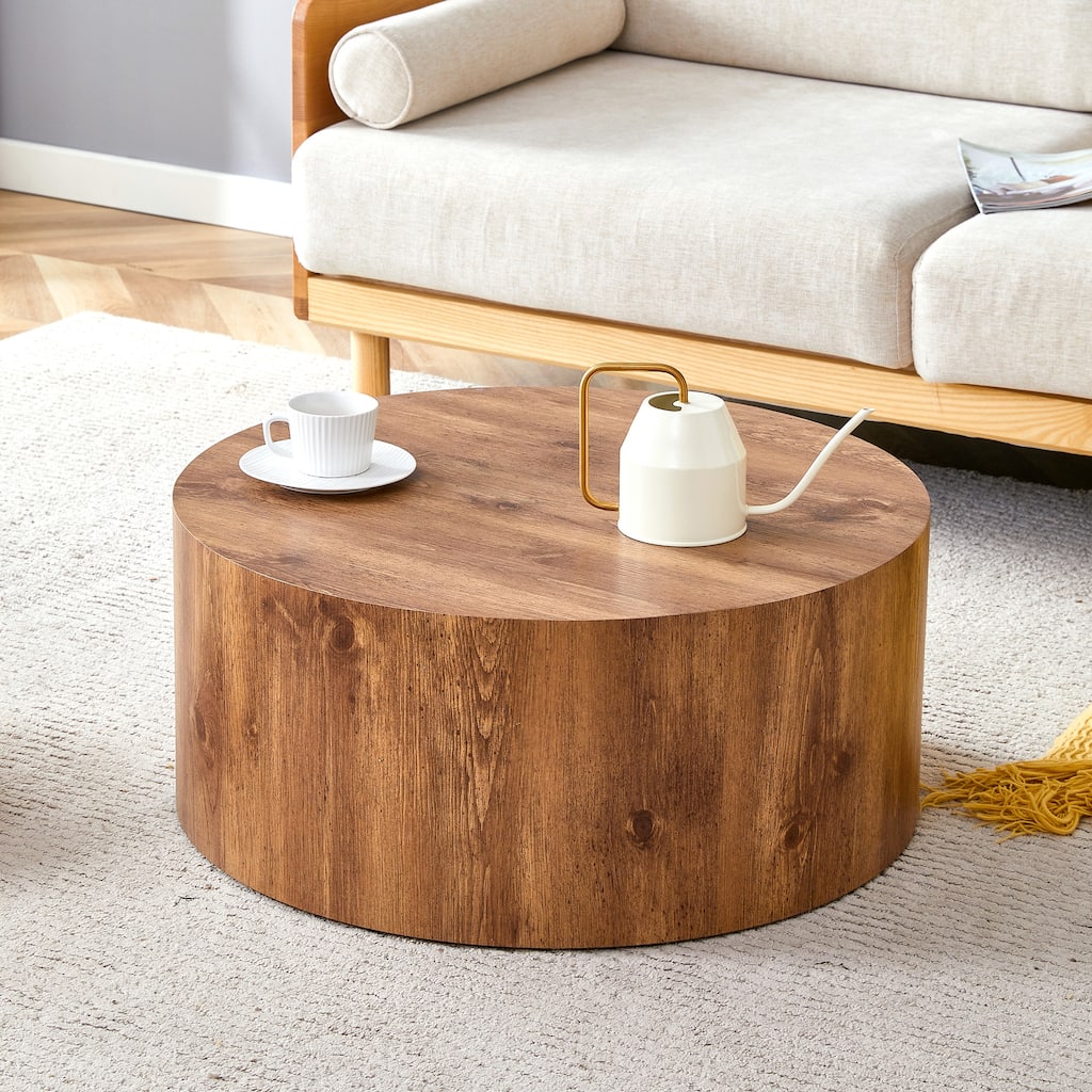 Round Coffee Table Side Table for Living Room, Minimalist End Table Natural Sofa Table Decorative Table