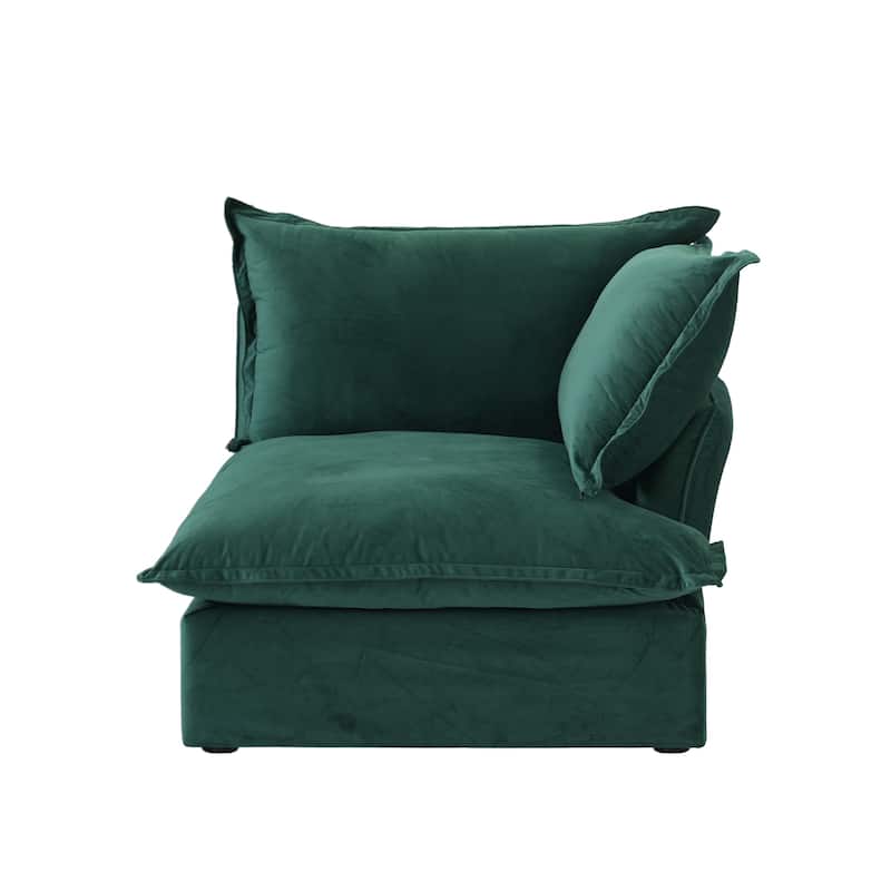 Large Velvet Upholstered Sectional Sofa 122'' L-shape Modular Couch with Ottoman