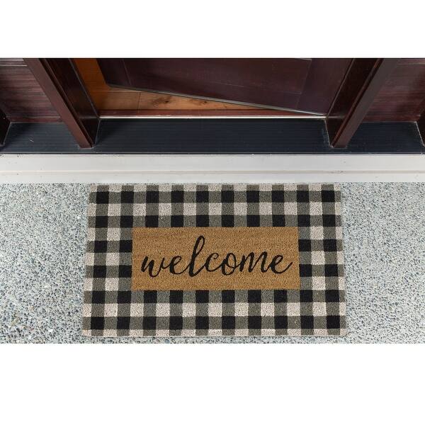 Shop 30 Black And White Rectangular Checkers Welcome Doormat