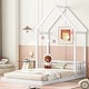 preview thumbnail 13 of 28, Full Size Pine Wood Headboard Floor Bed with Guardrails, No Slats