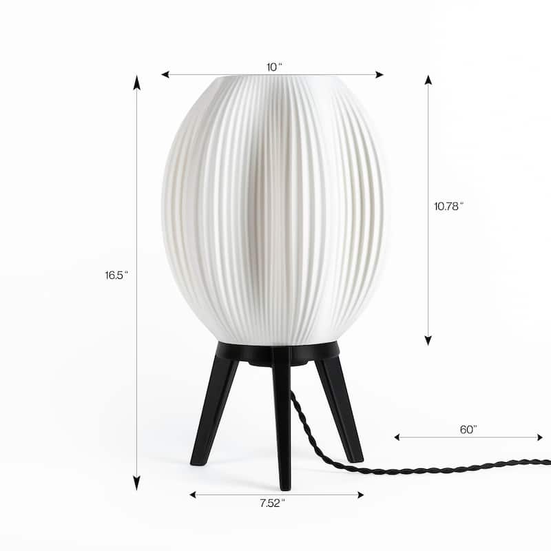 Wavy 16.5" Modern Contemporary Plant-Based PLA 3D Printed Dimmable LED Table Lamp, by JONATHAN Y