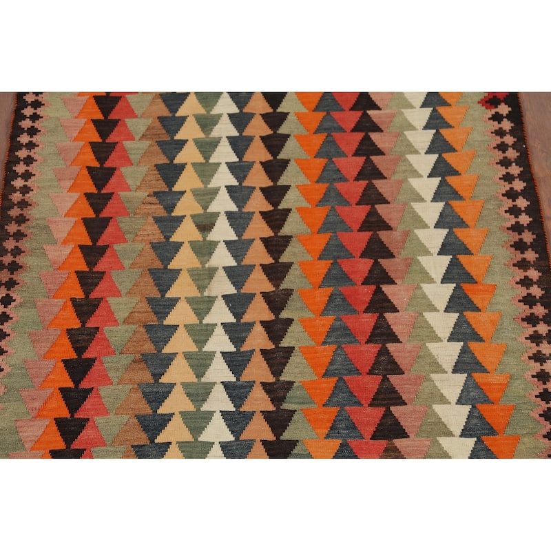 Kilim Qashqai Persian Vintage Rug Hand-Woven Tribal Wool Carpet - 3'10"x 6'8"