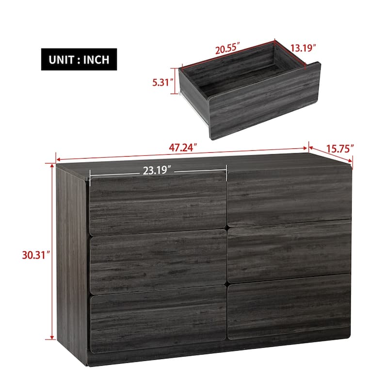 Drawer Dresser Cabinet, Sideboard with Six Drawers