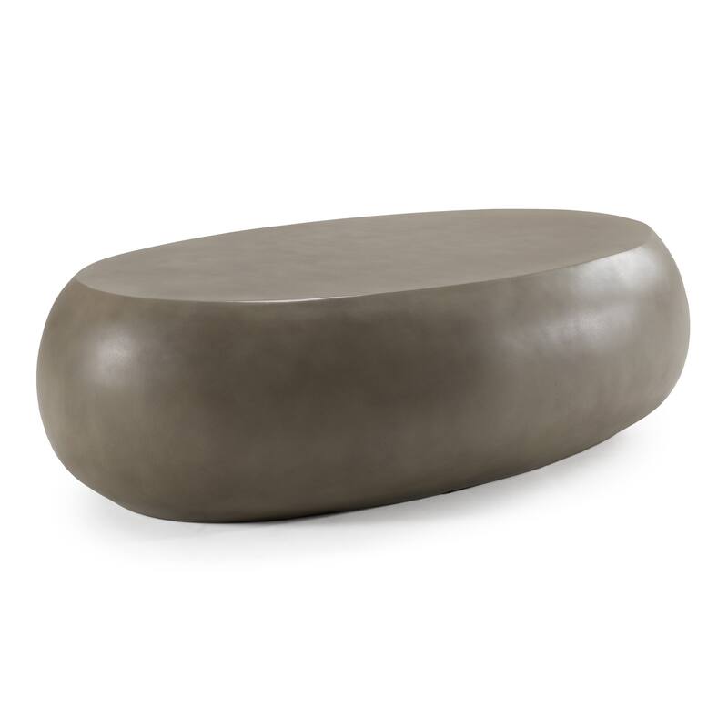 Denny Modern Grey Concrete Large Oval Coffee Table