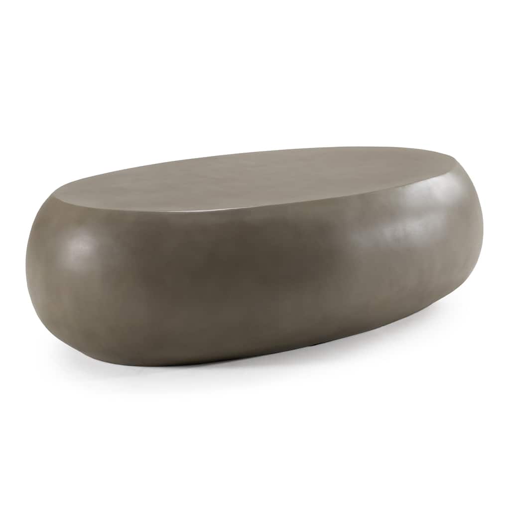Denny Modern Grey Concrete Large Oval Coffee Table