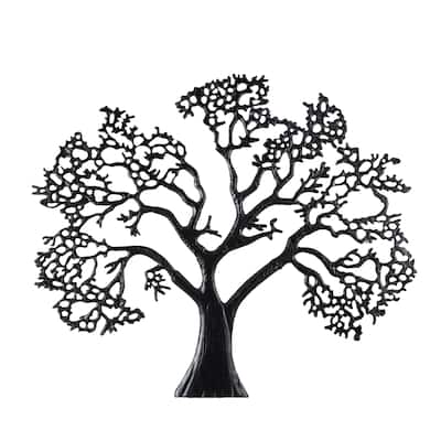 Aluminum Metal Tree Large Textured Home Wall Decor - Black - Roche River Decor