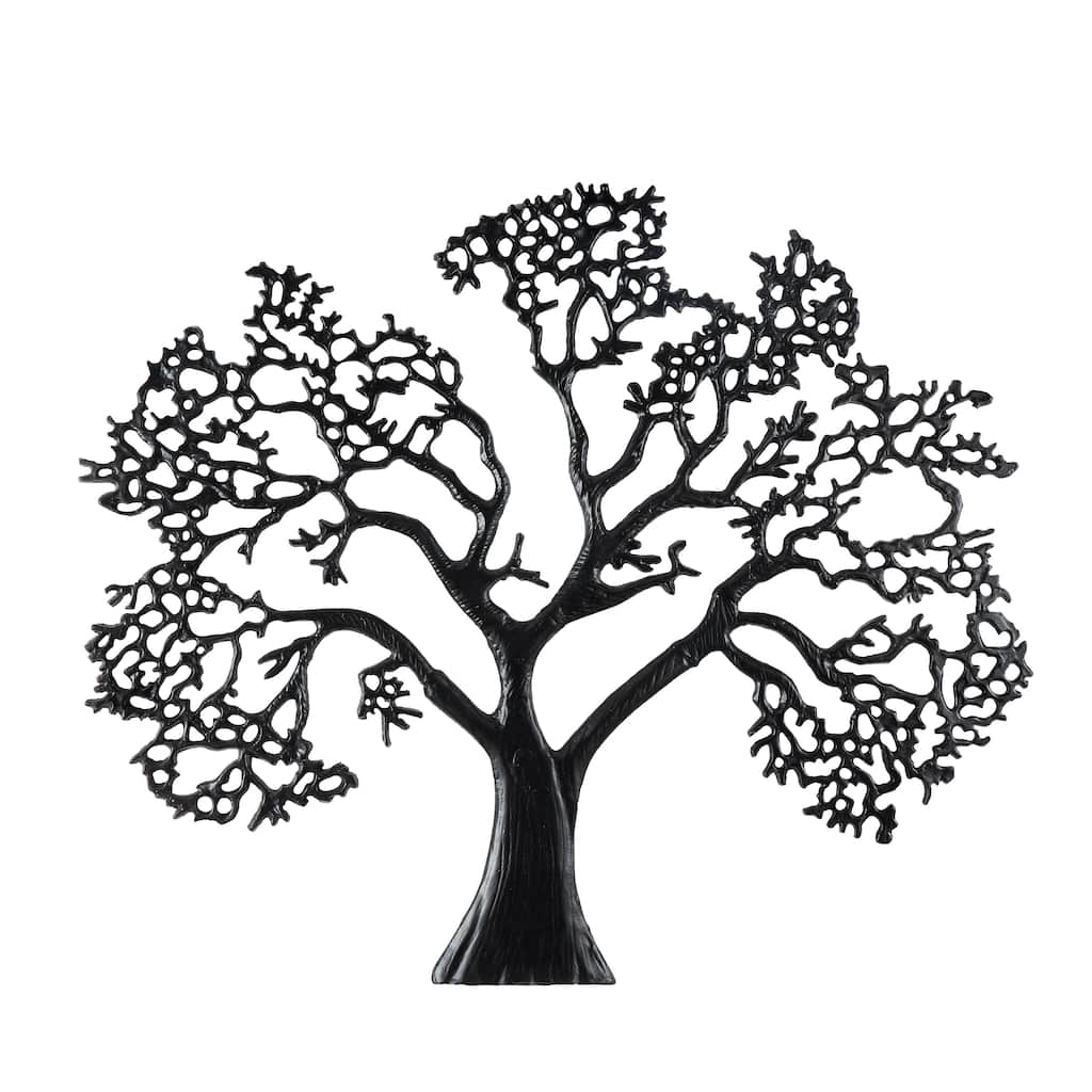 Aluminum Metal Tree Large Textured Home Wall Decor - Black - Roche River Decor
