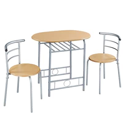 Yaheetech Modern Round Dining Table Set, 3 Piece Dining Room Sets for Kitchens, Apartments