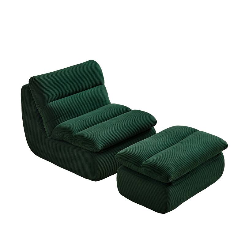 34" Modern Single Sofa Upholstered Sponge Couch with Ottoman for Small Space