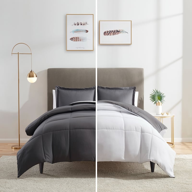 Nestl All Season Down Alternative Reversible Comforter Set - Twin - White/Gray
