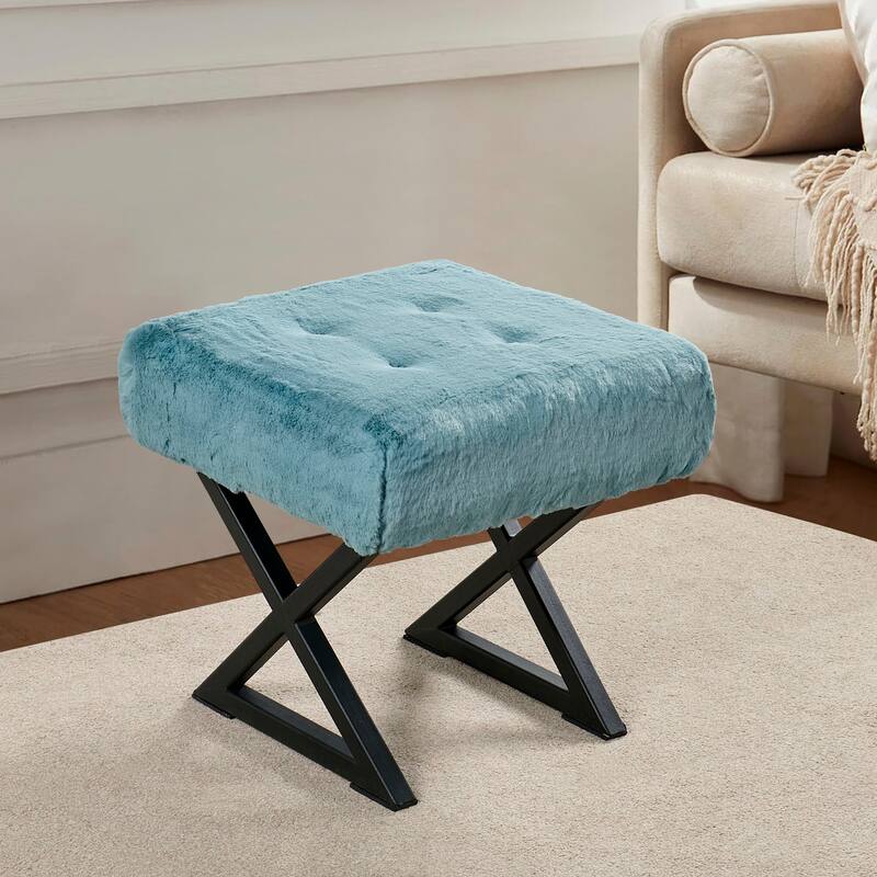 FauxFur Ottoman Vanity Stool 19"X19"X19".
