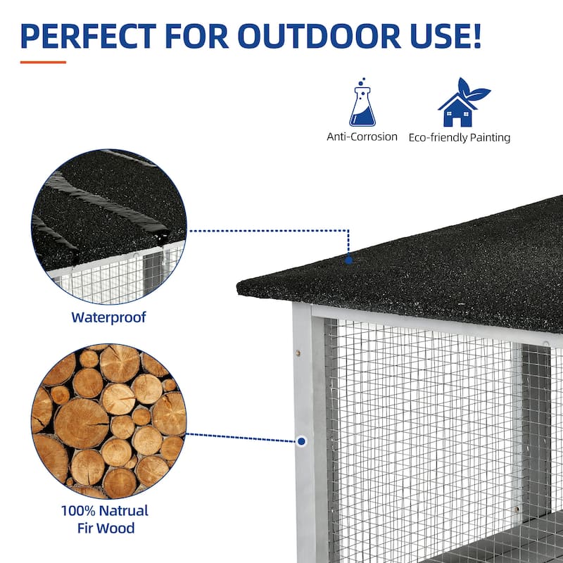 Moasis 70.9'' H Cat House Outdoor Catio Kitty Enclosure Wooden Cat Cage Playpen with Platform