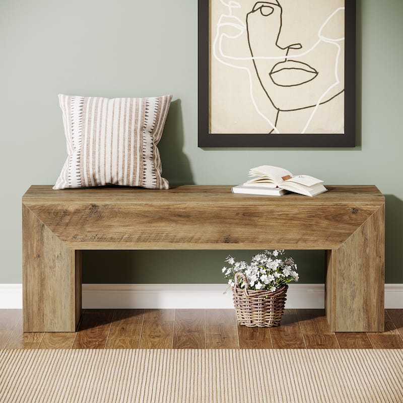 47 Inches Wooden Entryway Shoe Bench Storage Bench - 11.81"D x 47.24"W x 17.72"H