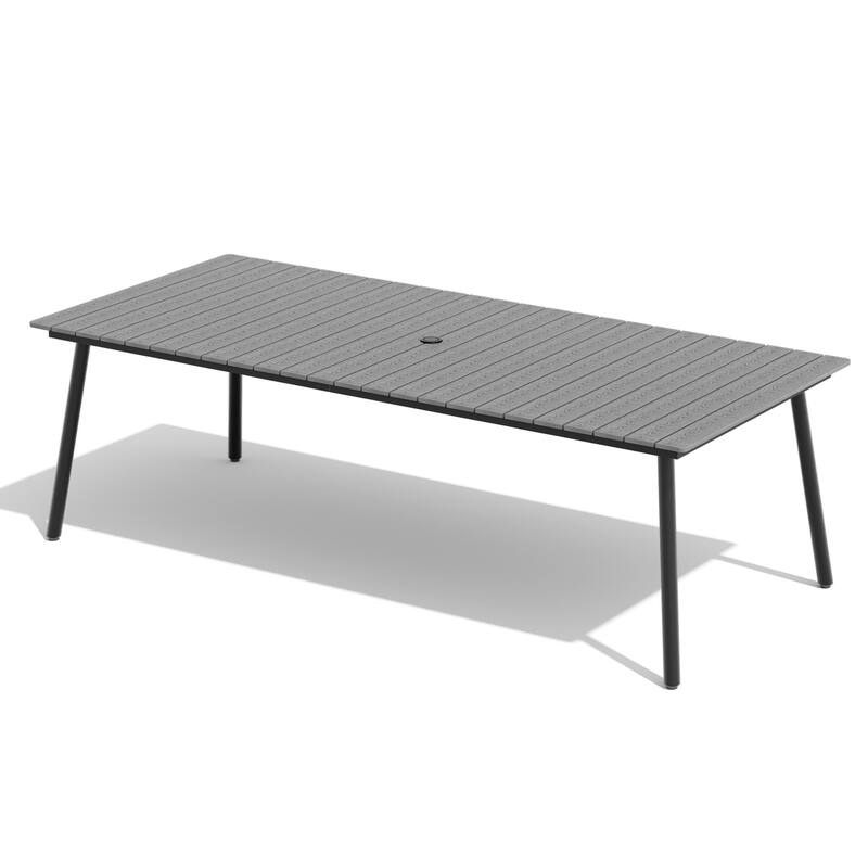 Pellebant Outdoor Rectangle Aluminum Dining Table with Umbrella Hole