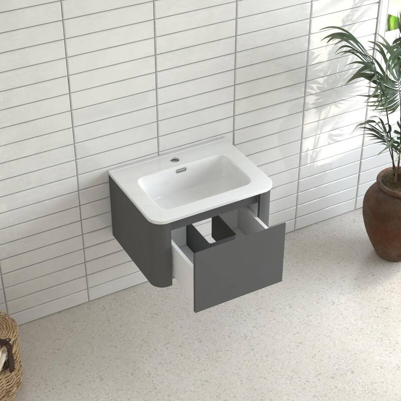 GDF Studio - Greyson American Design Floating Bathroom Vanity with Integrated Ceramic Basin and Soft-Close Drawer
