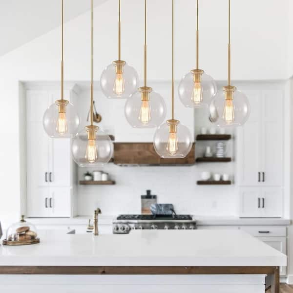 7Light Cluster Glass Globe Kitchen Island Pendant Midcentury Bed