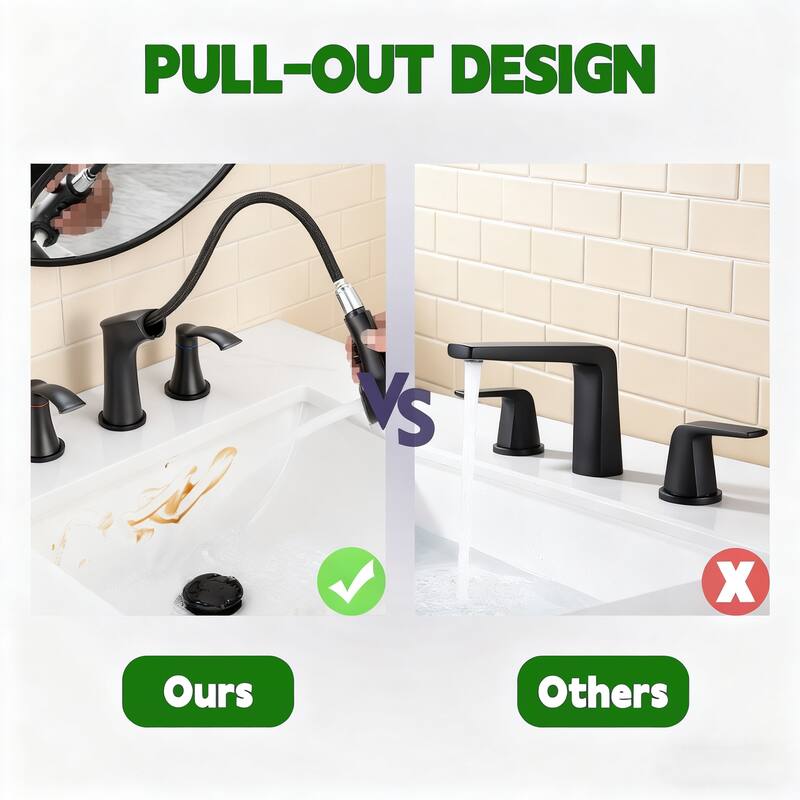Topcraft Pull Down Two Handle Bathroom Sink Faucet