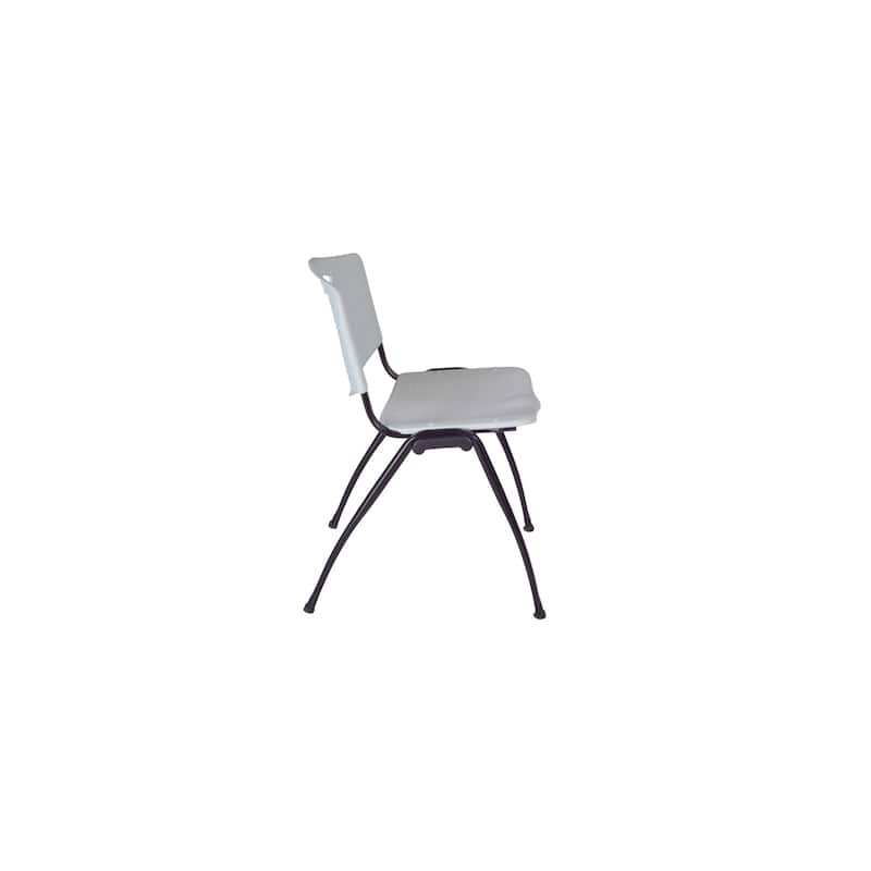 48 in. Square Breakroom Table- Grey Top, Black Base & 4 M Stack Chairs- Grey
