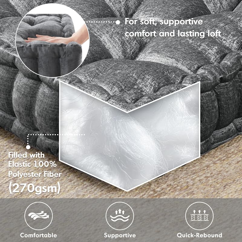 Intelligent Designs Charvi Poly Chenille Square Floor Pillow Cushion