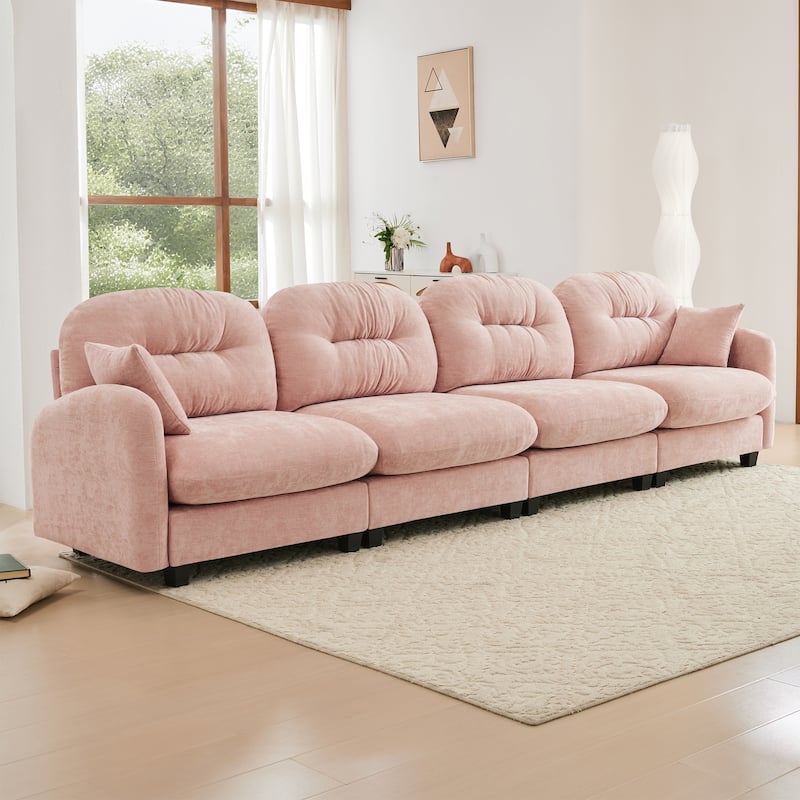 140" Oversized Modular Sofa, 4 Seater Large Sectional Couches for Living Room, Tufted Chenille Deep Seat Couch for Apartment