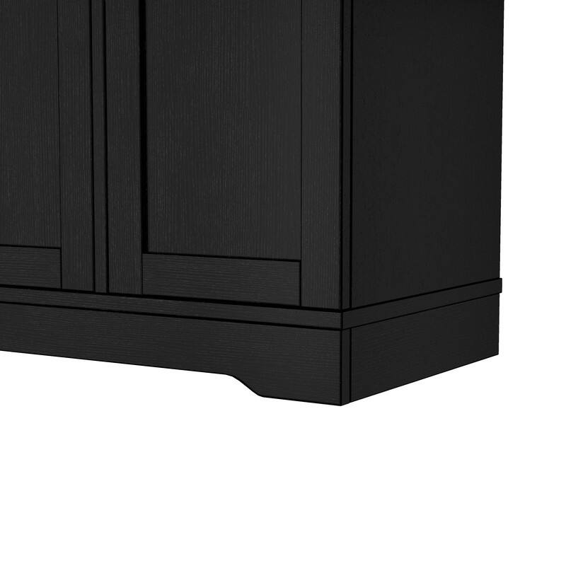 53.7" Kitchen Island Storage with 3-Tier Pull-Out Rack and Adjustable Shelves for Kitchen, Dining Room