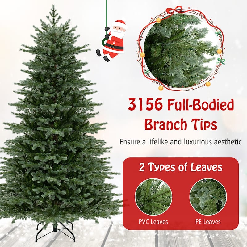 Gymax 5/6/7 FT Artificial Christmas Tree w/ 1426/2116/3156 Lush PVC &