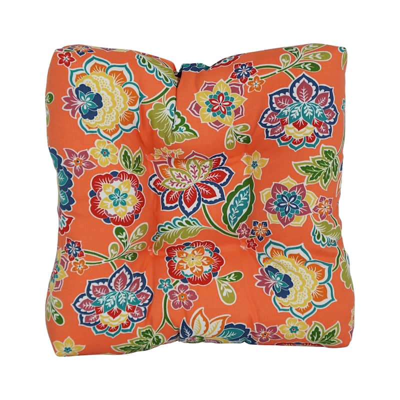 19-inch Square Tufted Indoor/Outdoor Chair Cushion - 19" x 19"