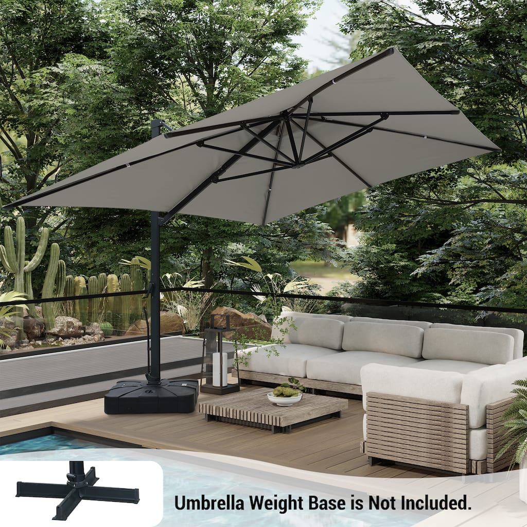 13ft Aluminum Rectangular 2-Top Crank Market Cantilever Umbrella