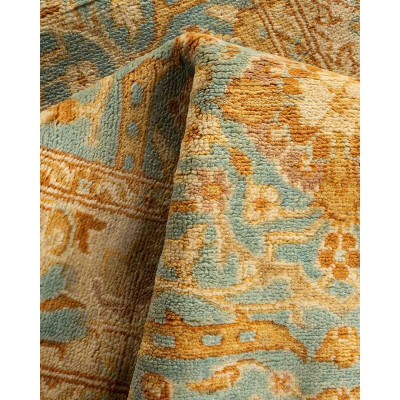 Overton Hand Knotted Wool Vintage Inspired Traditional Ottoman Blue Runner Rug - 2' 5" x 11' 4"