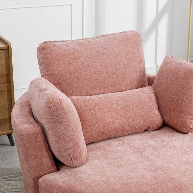 Swivel Accent Barrel Chair and Half Swivel Sofa With 3 Pillows 360 Degree Swivel Round Sofa
