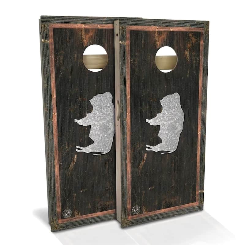 Wyoming Flag Rustic Outdoor Cornhole Board Set - Backyard 2x4 - NO Accessories