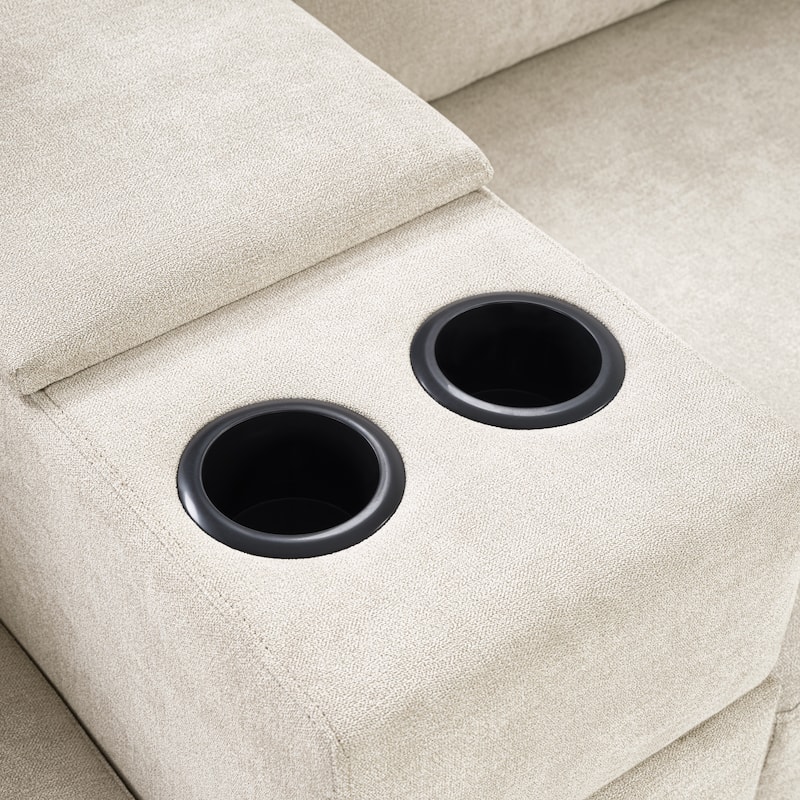 GDFStudio - 134" Modular Chenille U-Shape 5-Seat Sectional Sofa with Storage