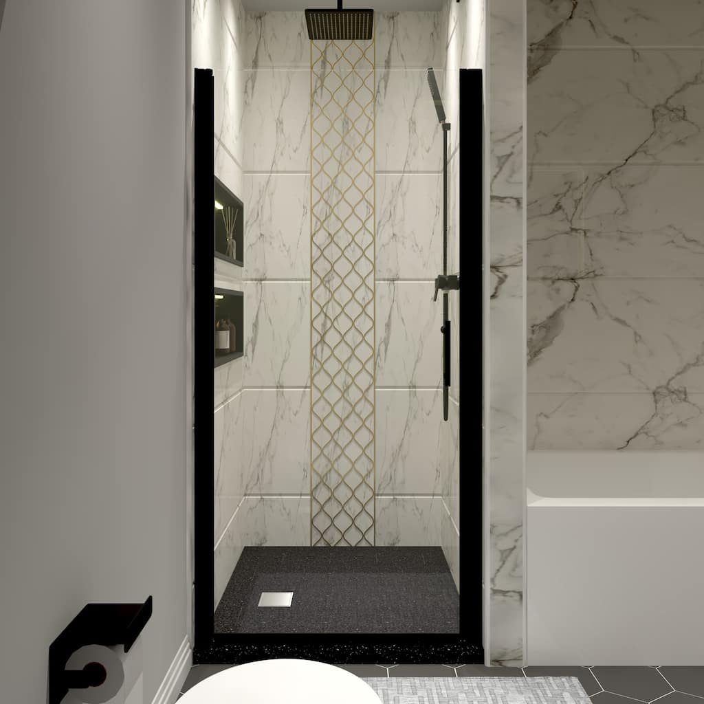 34" W x 72"H Pivot Frameless Swinging Shower Door